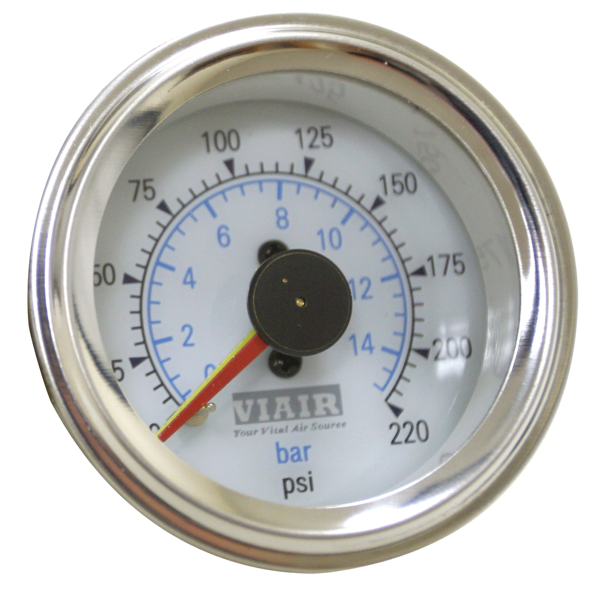 Viair Dual-Needle Air Gauge - 2in., 220 PSI, White Face, Model# 90081